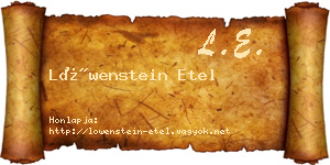 Löwenstein Etel névjegykártya